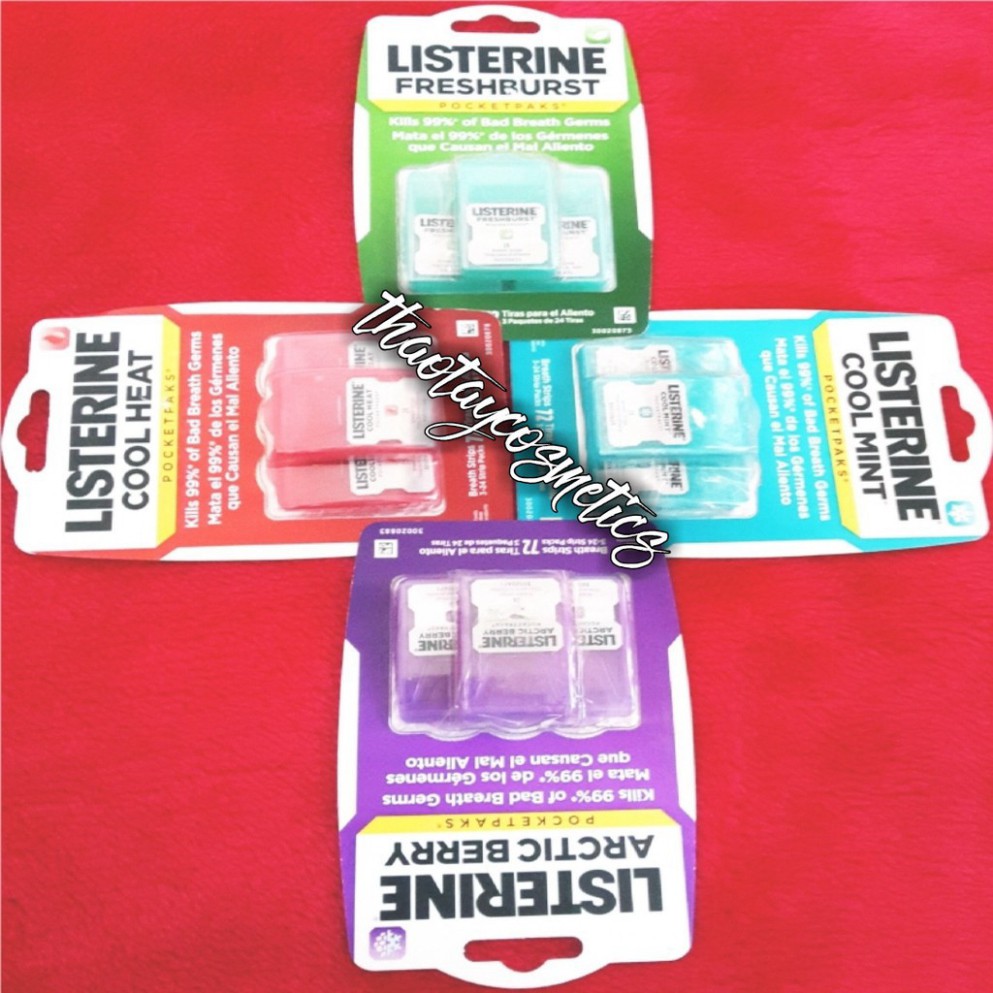 FGU [Hàng Mỹ] Miếng ngậm thơm miệng Listerine Pocketpaks (Vĩ 3 hộp x 24 miếng) 64 D28