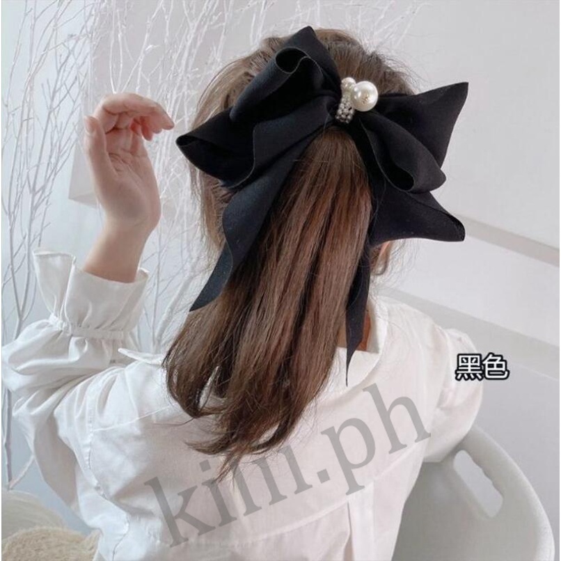 Kẹp Tóc Nơ Ruy Băng Đính Ngọc Trai Thời Trang Hàn Quốc Dành Cho Nữ