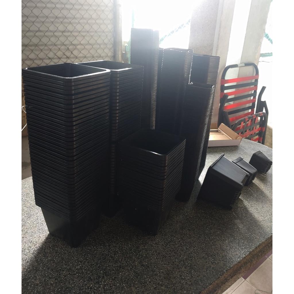 Châu Vuông Nhựa Đen Trồng Cây Sen Đá Cây Bắt Mồi Cây Ăn Thịt Nhiều Kích Thước 6.5 cm - 7cm - 15 cm