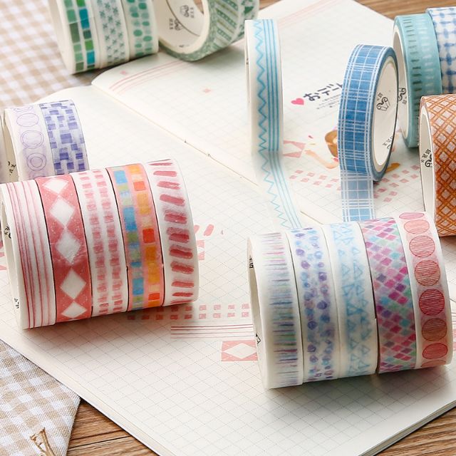 Set 5 cuộn băng dính trang trí washi tape cơ bản