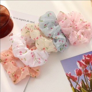 Sỉ 10 dây tóc vải scrunchies quả cherry nhiều màu