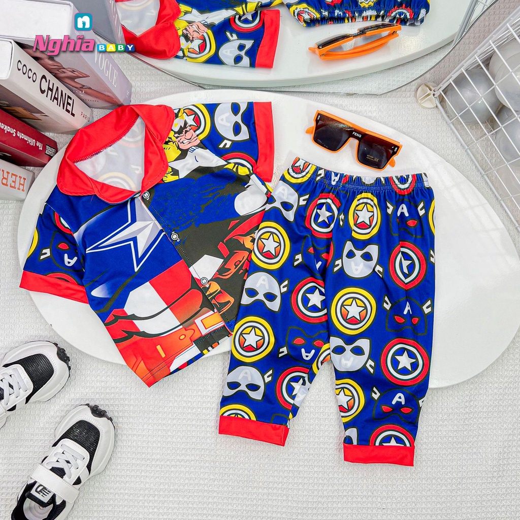 Đồ bộ pijama thun lạnh - đồ bộ thun lạnh quần dài NGHĨA BABY dành cho bé trai