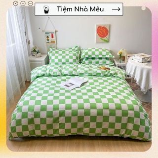 ( Vol 3)Bộ Chăn Ga Gối Cotton 3D✨ m6/m8/2m-Tiệm Nhà Mêu✨Set 4 Món Cotton 80% Bàn Cờ hoa Vintage Siêu Xinh Phong Cách Hàn