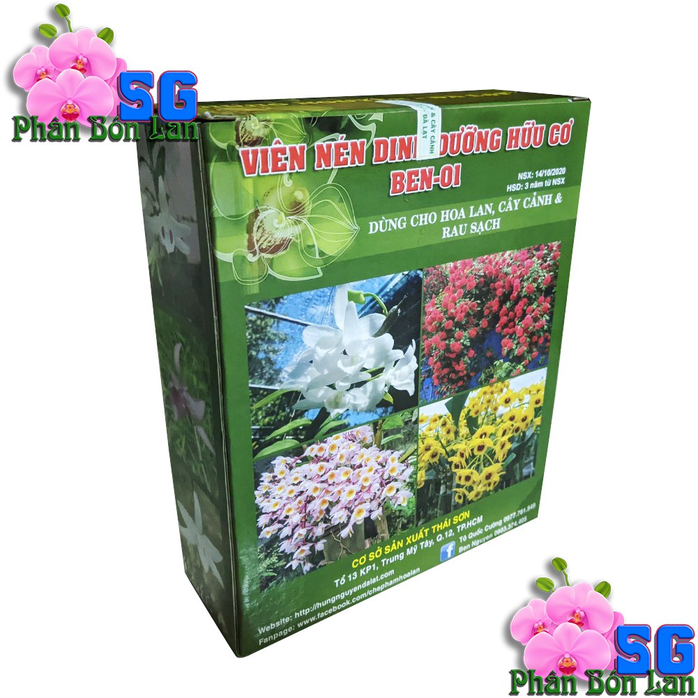 VIÊN NÉN DINH DƯỠNG HỮU CƠ BEN-01 Hộp 1Kg - HÙNG NGUYỄN ĐÀ LẠT, DÙNG CHO HOA LAN, CÂY CẢNH VÀ RAU SẠCH