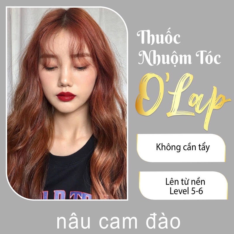 Thuốc nhuộm tóc nâu cam đào sáng ánh hồng không cần tẩy chính hãng OLAP OL36