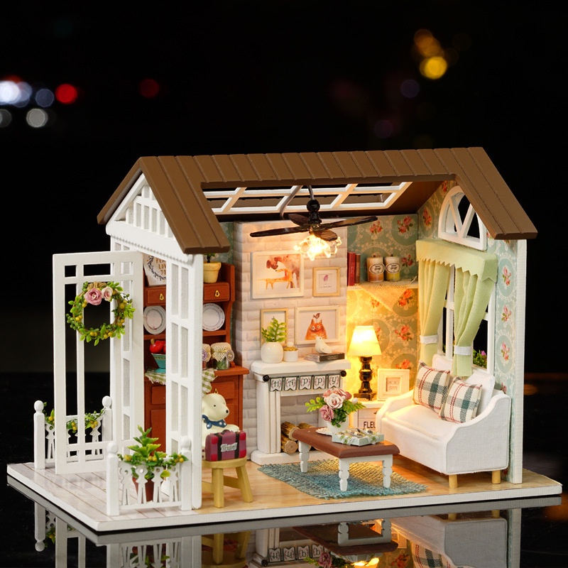 Nhà mô hình tự lắp ráp DIY - Thời gian màu xanh 8007