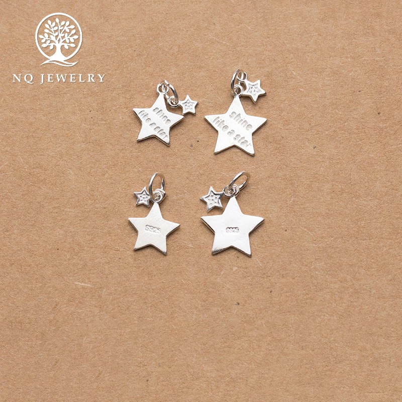 Charm bạc treo hình ngôi sao năm cánh có khắc chữ - NQ Jewelry