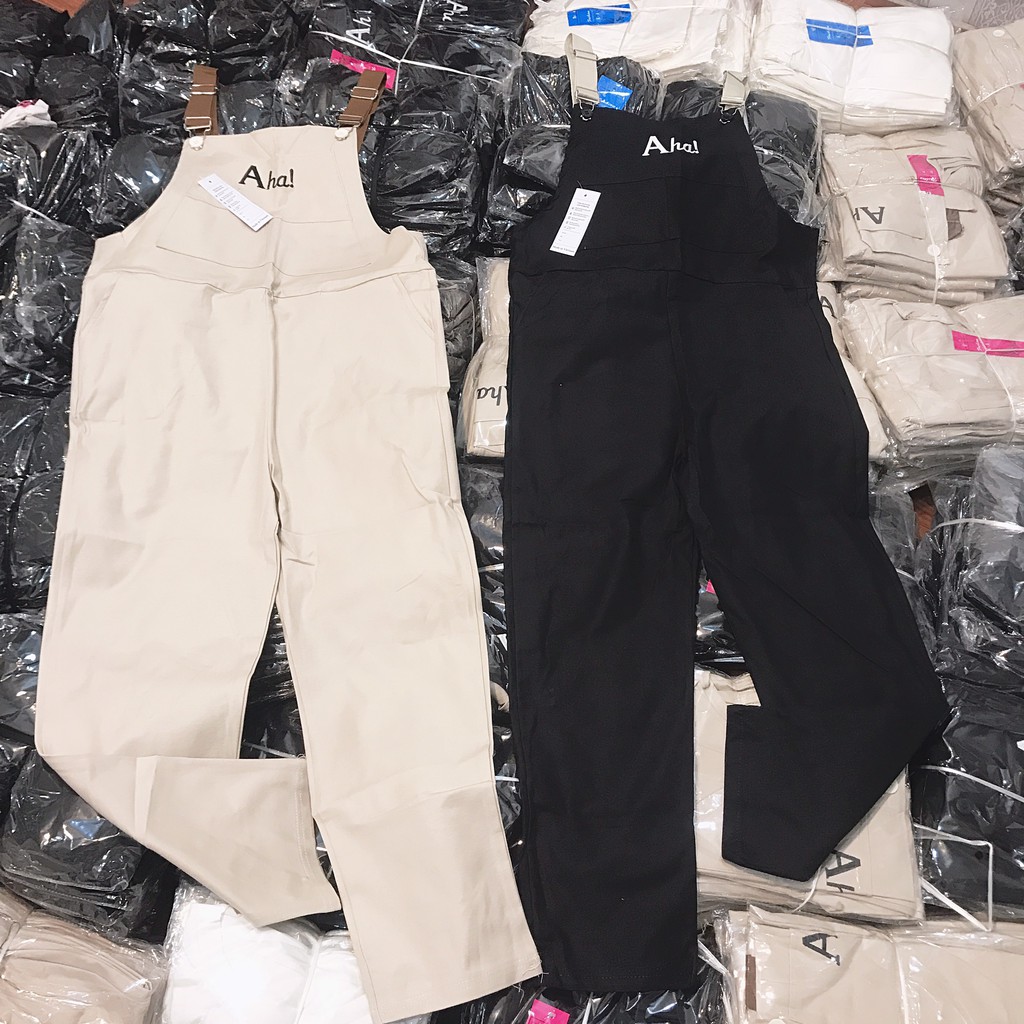 [ Hot trend ] Quần yếm kaki thêu chữ Aha phối dây màu siêu hot -ZP0002 | BigBuy360 - bigbuy360.vn