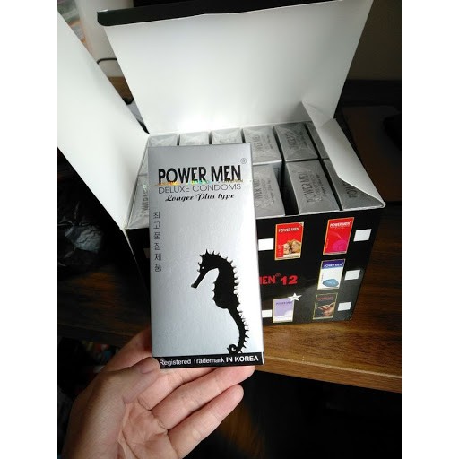 Bao cao su cao cấp Power Men Longer Plus cá ngựa hộp 12 chiếc