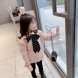 [A044] Áo len nơ cổ chấm bi sz 90-140