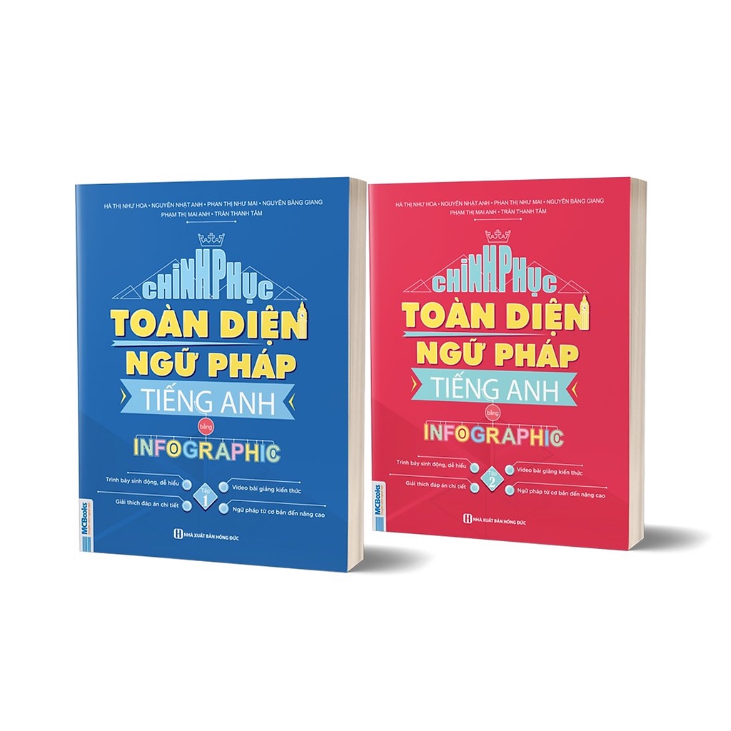 Sách - Combo Chinh phục toàn diện ngữ pháp tiếng Anh bằng infographic tập 1 2 tùy chọn bookmall