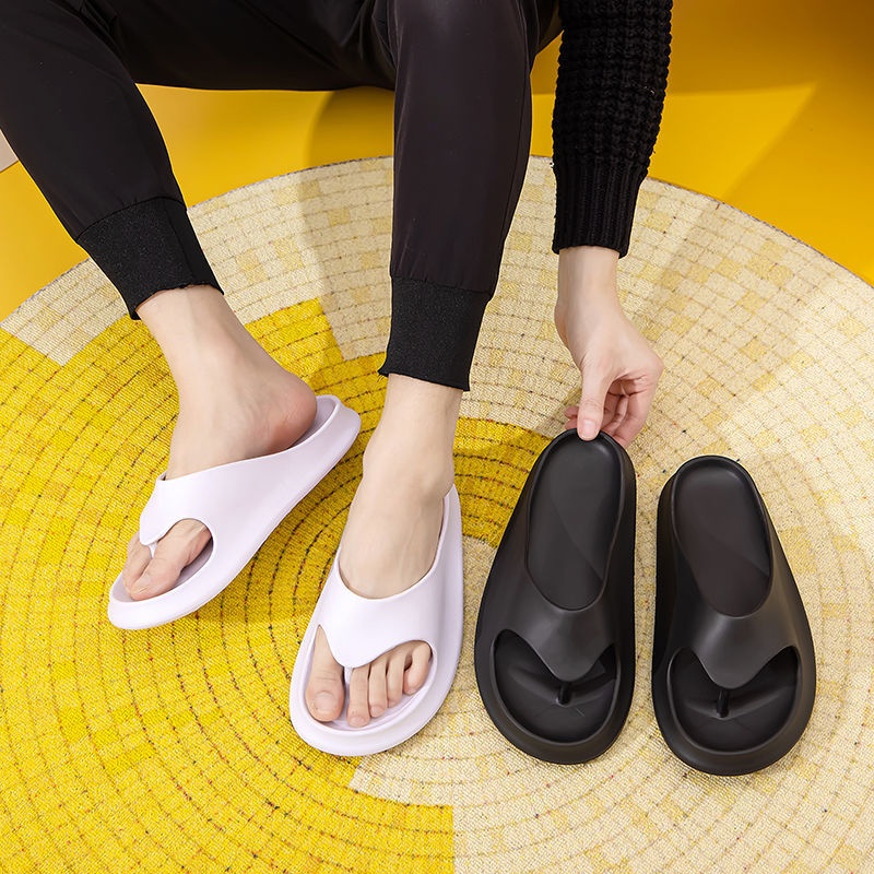 Dép Sandal Xỏ Ngón Đế Mềm Dày Dặn Chống Mùi Chống Trượt Màu Trơn Đơn Giản Thời Trang Đi Biển Cho Nam Và Nữ