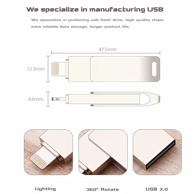 Ổ cứng 32Gb-512Gb Otg chống nước dành cho ip