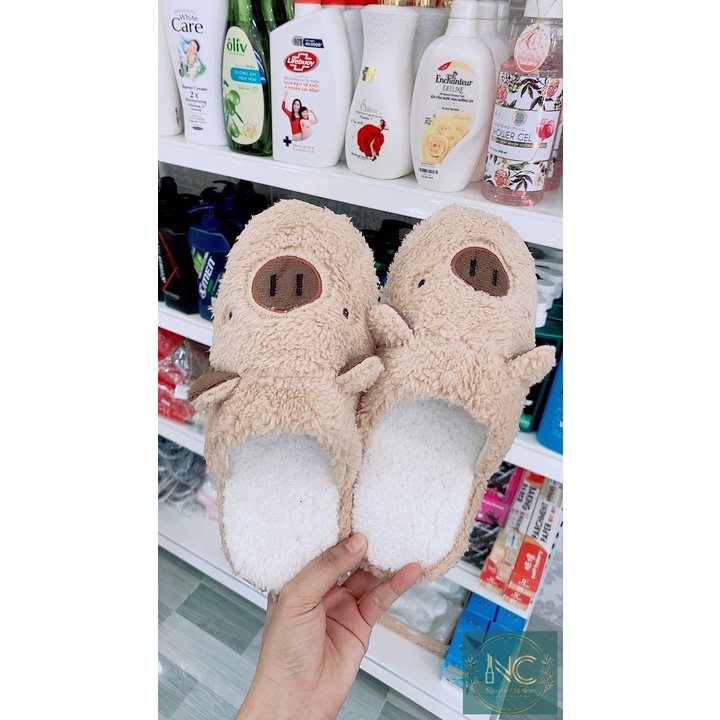 Dép bông đi trong nhà hình thú cute , dép bông nỉ hình thú , Dép gấu siêu cute , dép gấu nữ thời tra