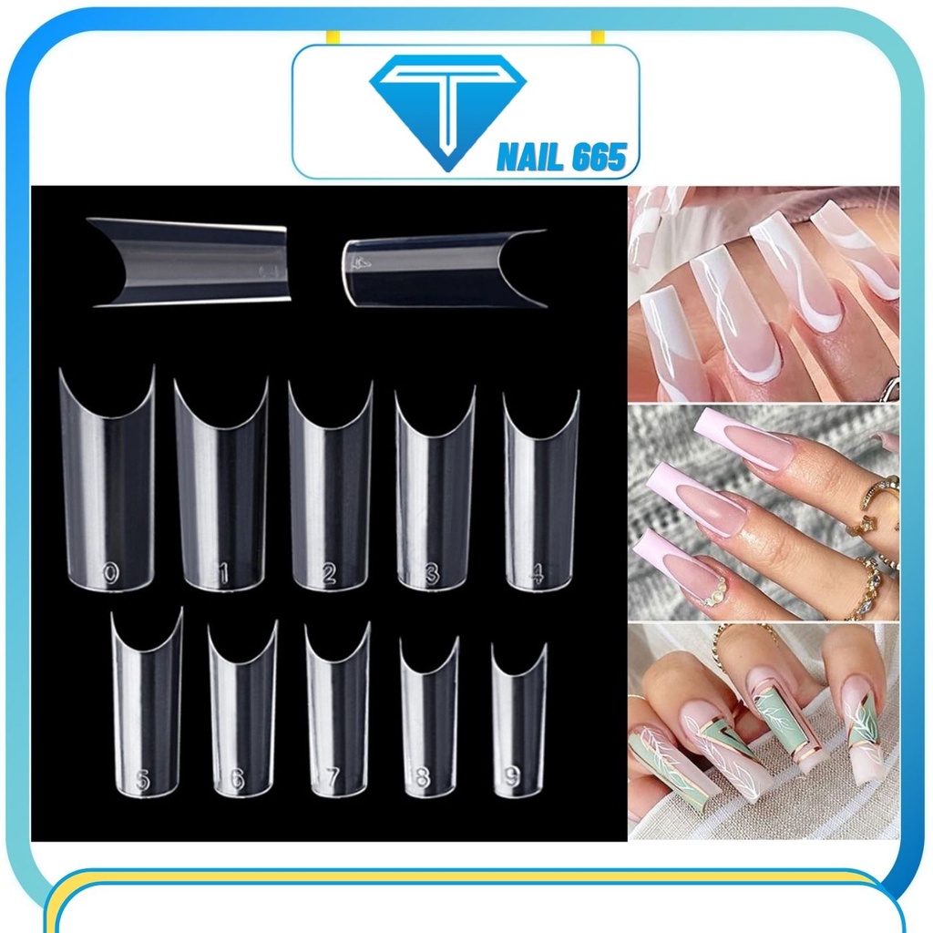 Móng nối tay nail fom thang vuông cao cấp , Móng nối fom vuông bịch 500 móng sịn , dẻo