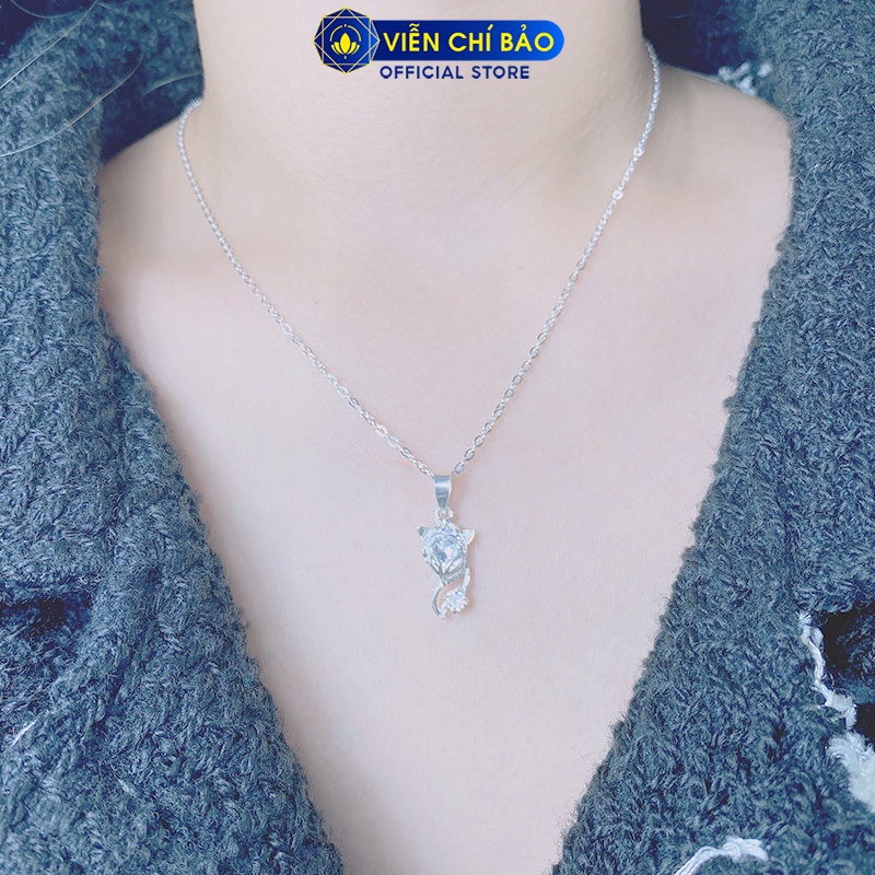 Dây chuyền bạc nữ mặt Hồ Ly đá trắng bạc 925 thời trang phụ kiện trang sức nữ Viễn Chí Bảo D400651-TR