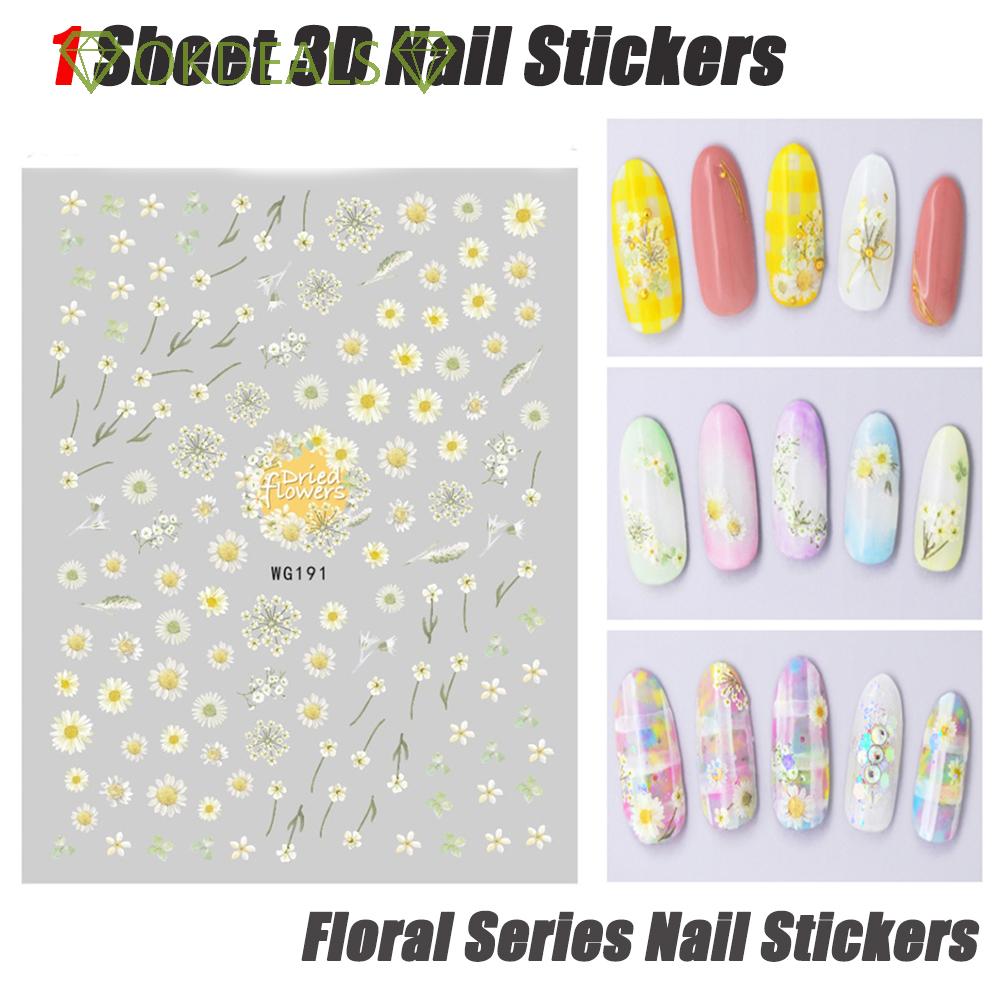 Miếng Dán Trang Trí Móng Tay Hình Hoa Cúc 3D DIY Cho Nữ