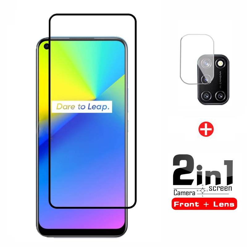 Realme C17 Tempered Glass Full Coverage Glass Film For Realme 7 6 Pro 7i 6i C15 C12 C11 Screen Protector and Camera Lens Glass Protector