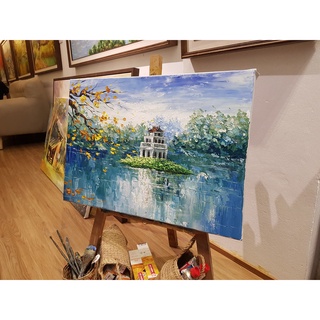 Tranh sơn dầu vẽ tay hồ gươm