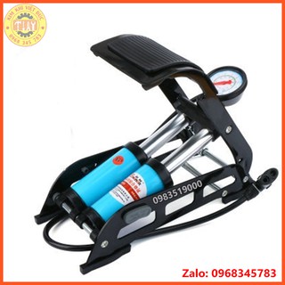 Bơm Hơi Đạp Chân Đa Năng Mini Cho Ô Tô xe máy HONOR hai ống (bảo hành 2 năm)