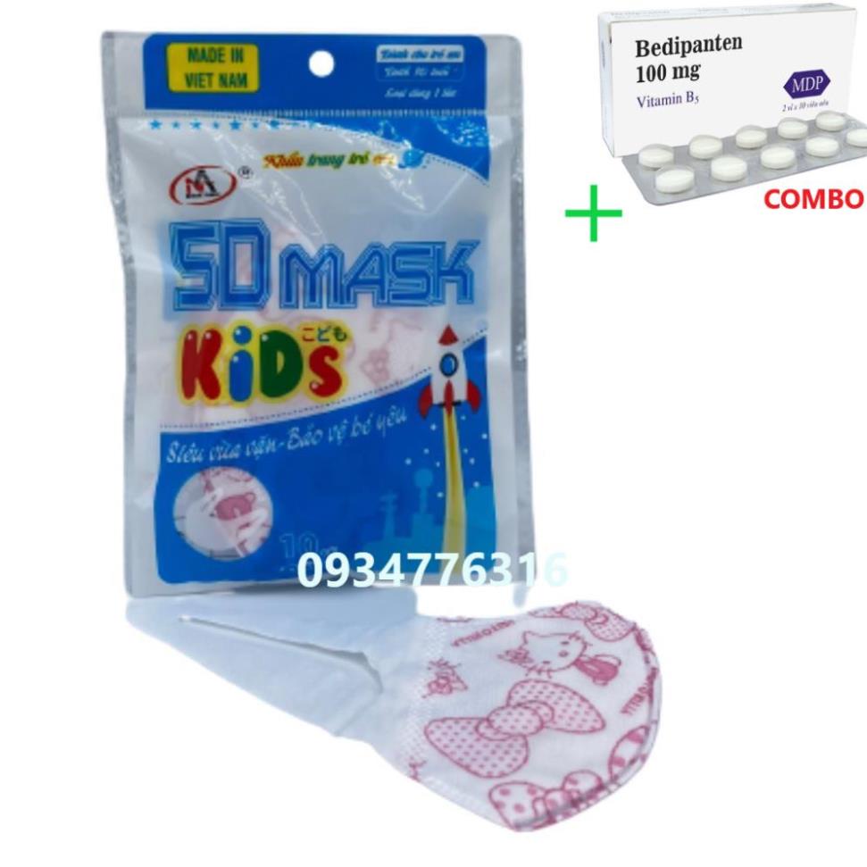 Combo Bedipanten 100mg +  ✅ Bảo vệ bé yêu - Khẩu trang y tế trẻ em kháng khuẩn 3 lớp Famapro 5D Mask kid quai vải
