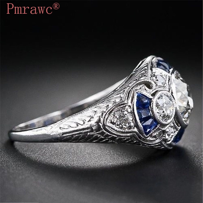 (Bán Sỉ) Nhẫn Đính Đá Sapphire Topaz Thời Trang