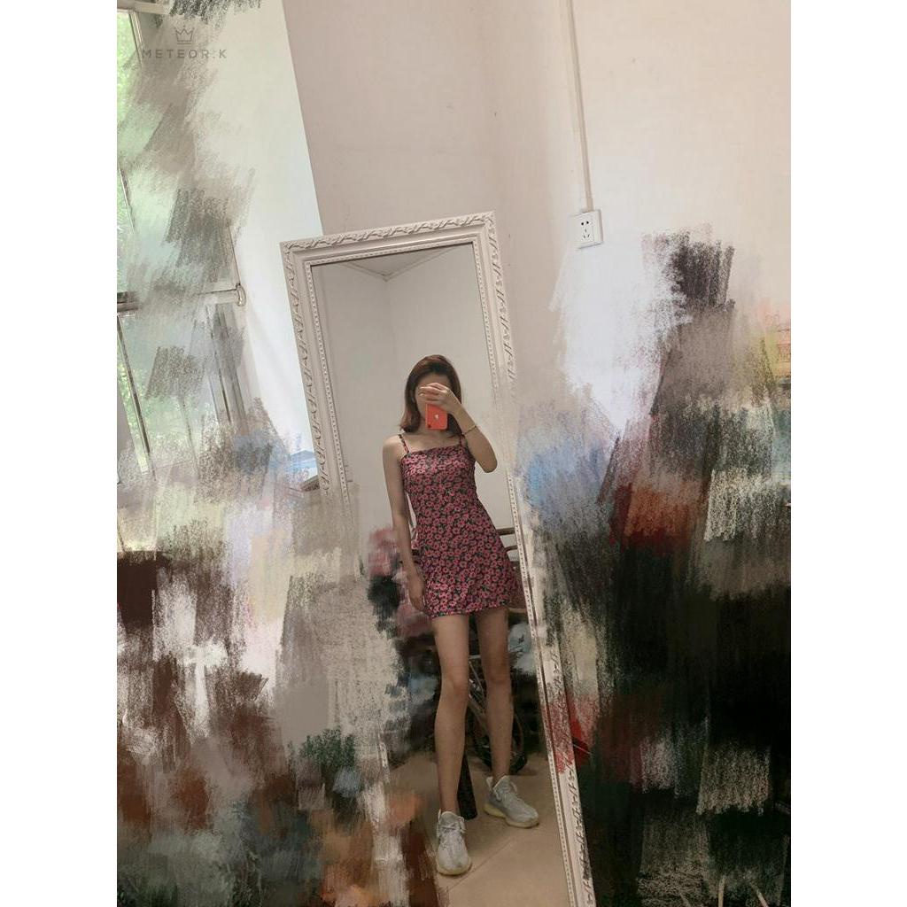 Đầm Hoa Hai Dây Phong Cách Hàn Quốc Thanh Lịch Dành Cho Nữ