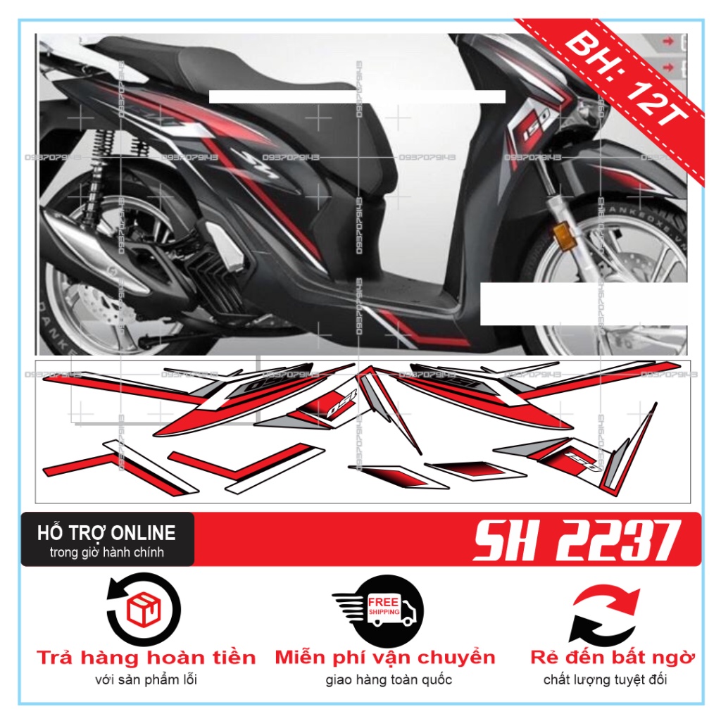 TEM XE SH 2020 ĐỎ ĐEN XÁM -- SHIN DECAL 2