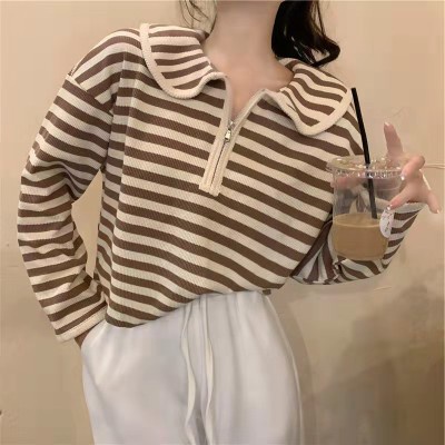 Áo Len Chui Đầu Dáng Rộng Phối Khóa Kéo Ba Màu Phong Cách Hàn Quốc Thời Trang Hè Thu Mùa Hè Hàn Quốc Mới