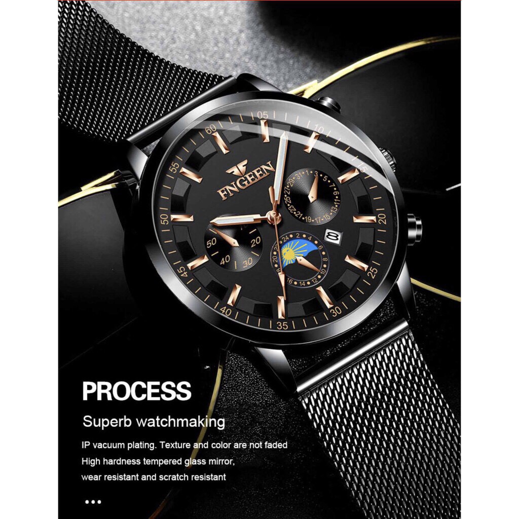 Đồng hồ nam FNGEEN FMTR dây thép nhuyễn Lịch Lãm Sang Trọng