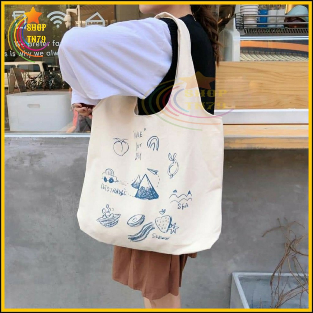 Túi đeo vai thời trang vải canvas mềm loại to đi hoc , đi chơi , đi làm đều rất đẹp - MAKE YOUR