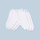 Set 3 Quần Sơ Sinh Dài Rã Đáy Trắng Miomio, Cho Bé Trai Bé Gái (Từ 0-12 tháng), Vải Cotton
