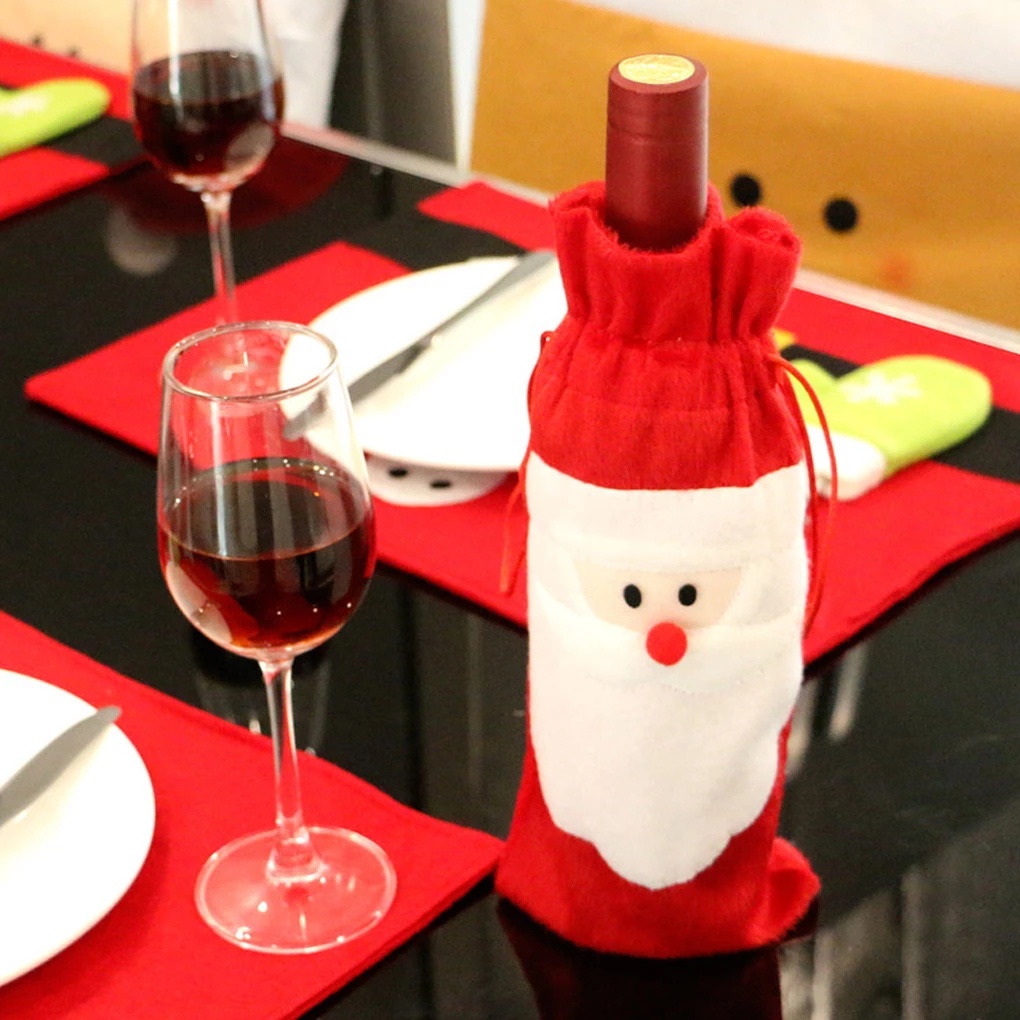 Túi đựng chai rượu vang hình ông già noel dễ thương trang trí lễ giáng sinh