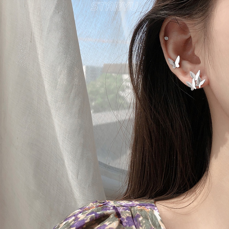 Bông Tai Mạ Bạc 925 Hình Bướm Phong Cách Hàn Quốc