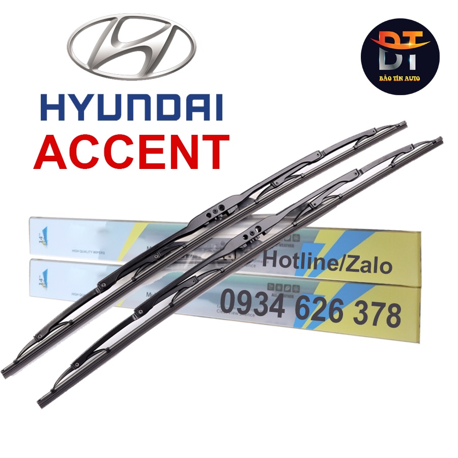 1 Cặp cần gạt mưa khung xương, chổi gạt mưa xe Hyundai Accent , gạt kính xe oto, thanh gạt nước mưa