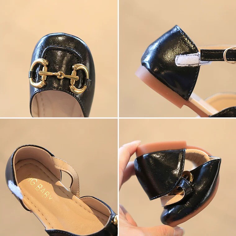 Giày sandal bé gái - Dép sandal quai dán mũi vuông phối móc xích cực điệu cho bé từ 3-8 tuổi phong cách Hàn Quốc V601