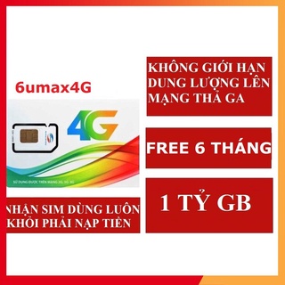 SIM 4G 1 NĂM SIM VIETTEL 6UAMX4G/ UMAX50N FREE 6 THÁNG/  3ST60N FREE 3 THÁNG / V120N FREE 1T  DATA+GỌI