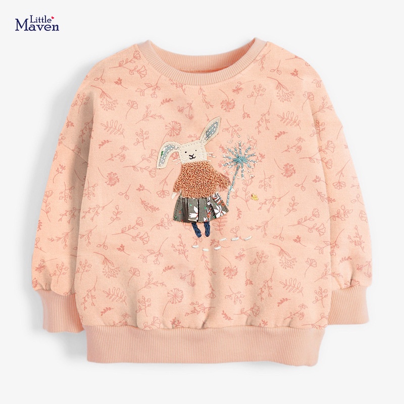 ÁO NỈ LÓT LÔNG BÉ GÁI HÀNG CAO CẤP LITTLE MAVEN HỌA TIẾT THÊU SIÊU CHẤT