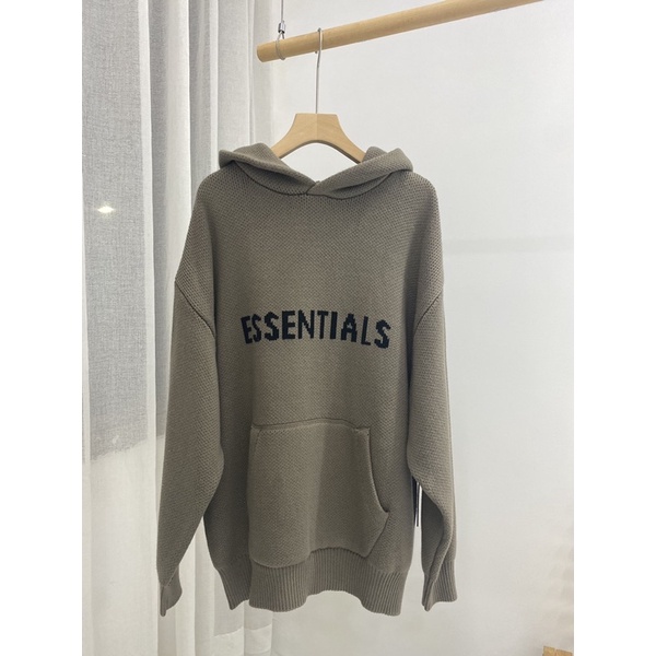 ⚡️ - Áo Hoodie Fear of God Essentials Knit Pullover Hoodie  TAUPE, áo hoodie len FOG ESSENTIALS