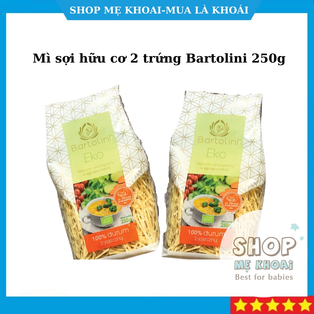 Mì sợi hữu cơ 2 trứng Bartolini 250g
