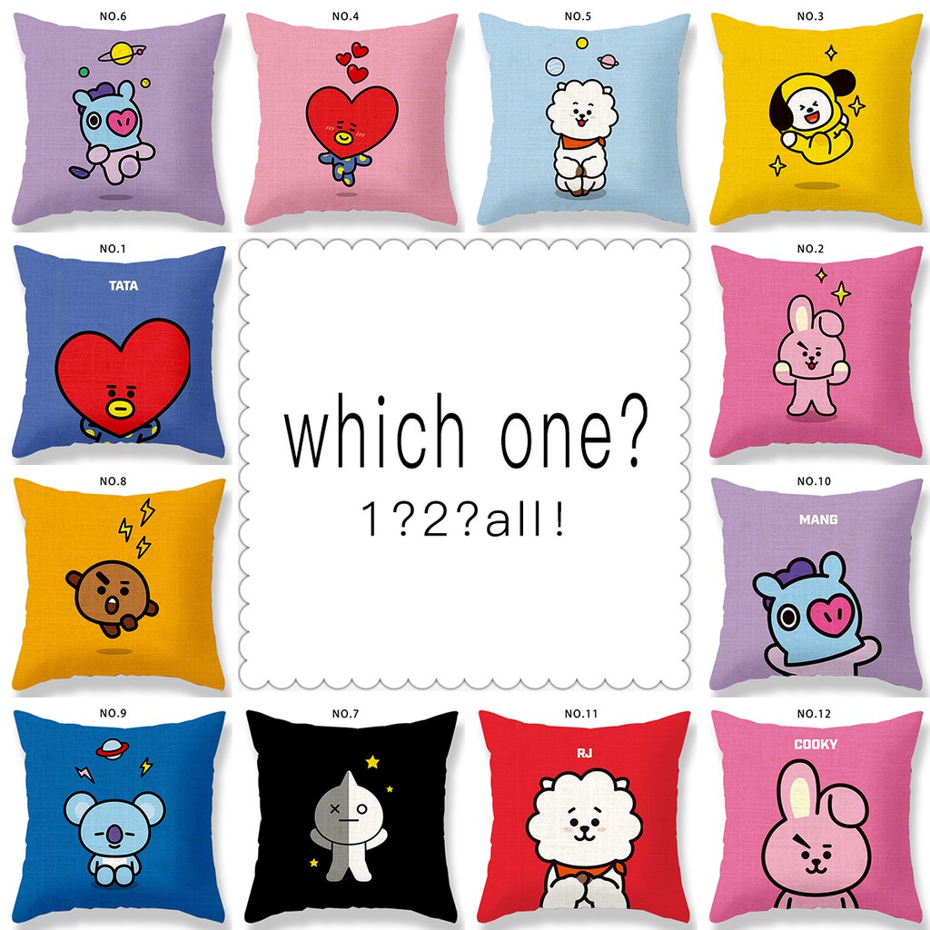 Vỏ Gối Vuông In Hình Nhóm Nhạc Hàn Quốc Bts Bt21 Ốp