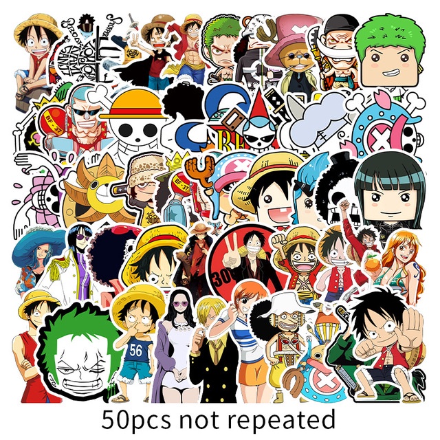 Sticker anime One Piece Dear Anime hình dán mũ bảo hiểm laptop điện thoại nhân vật luffy, zoro, nami...