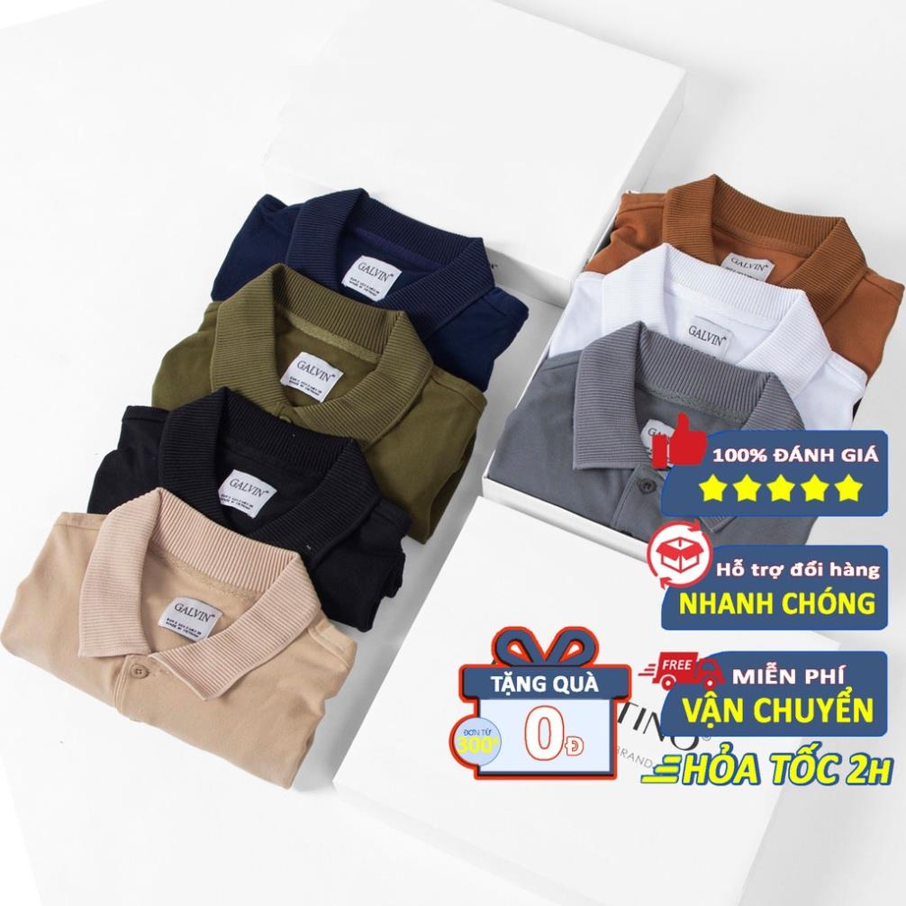 Áo polo nam Galvin cotton cá sấu cao cấp xuất xịn dệt bo dày dặn chuẩn form áo thun cổ bẻ tay ngắn *