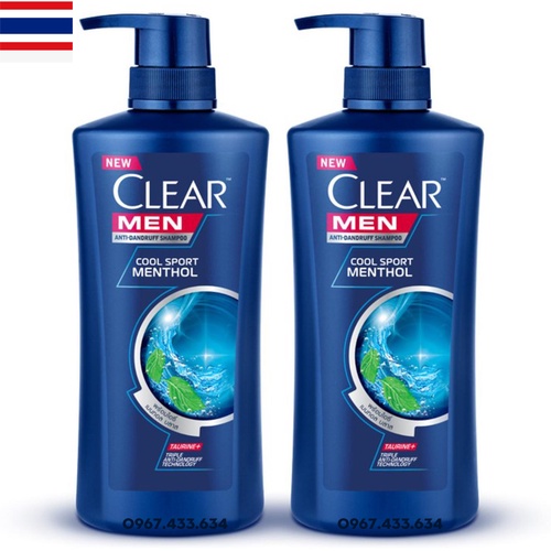 Bộ 2 Chai dầu gội Clear Men 450ml nhập khẩu Thái Lan