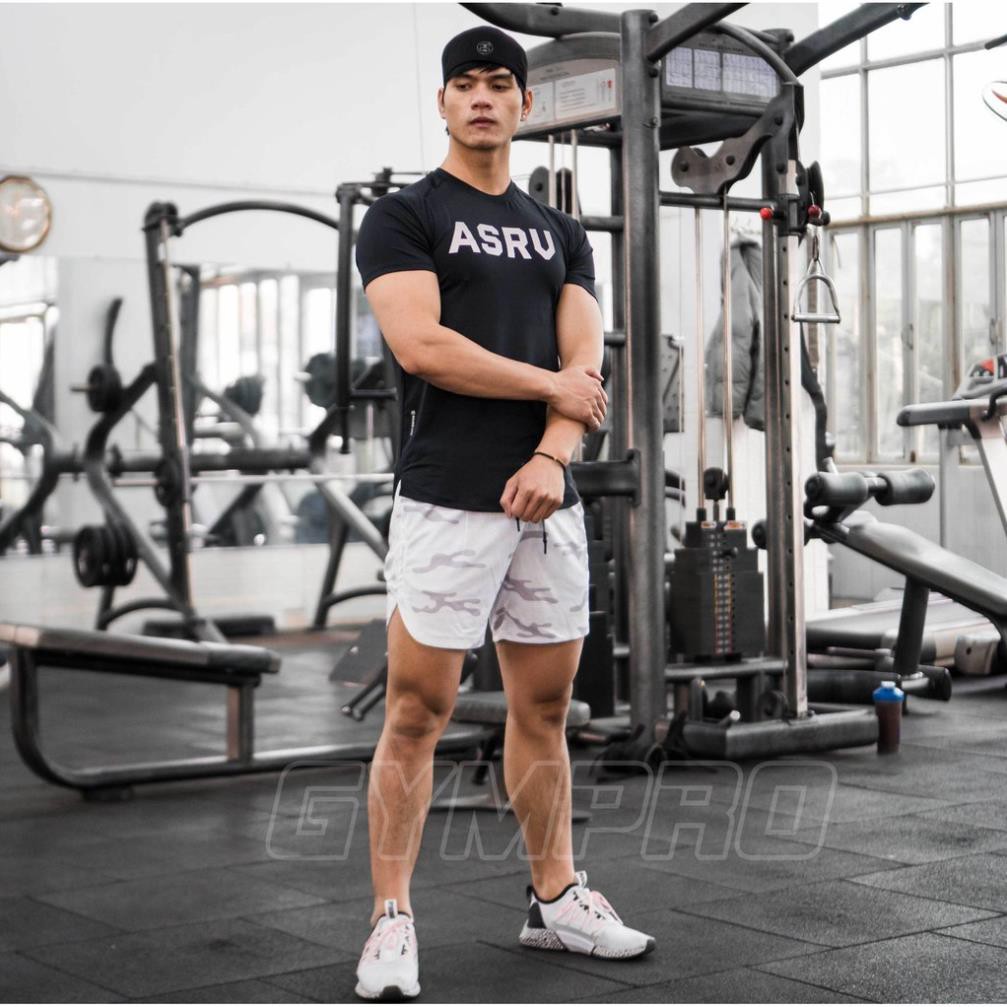 Bộ đồ tập gym nam ASRV thun lạnh co giãn 4C,quần áo gym nam đẹp(video review) ་