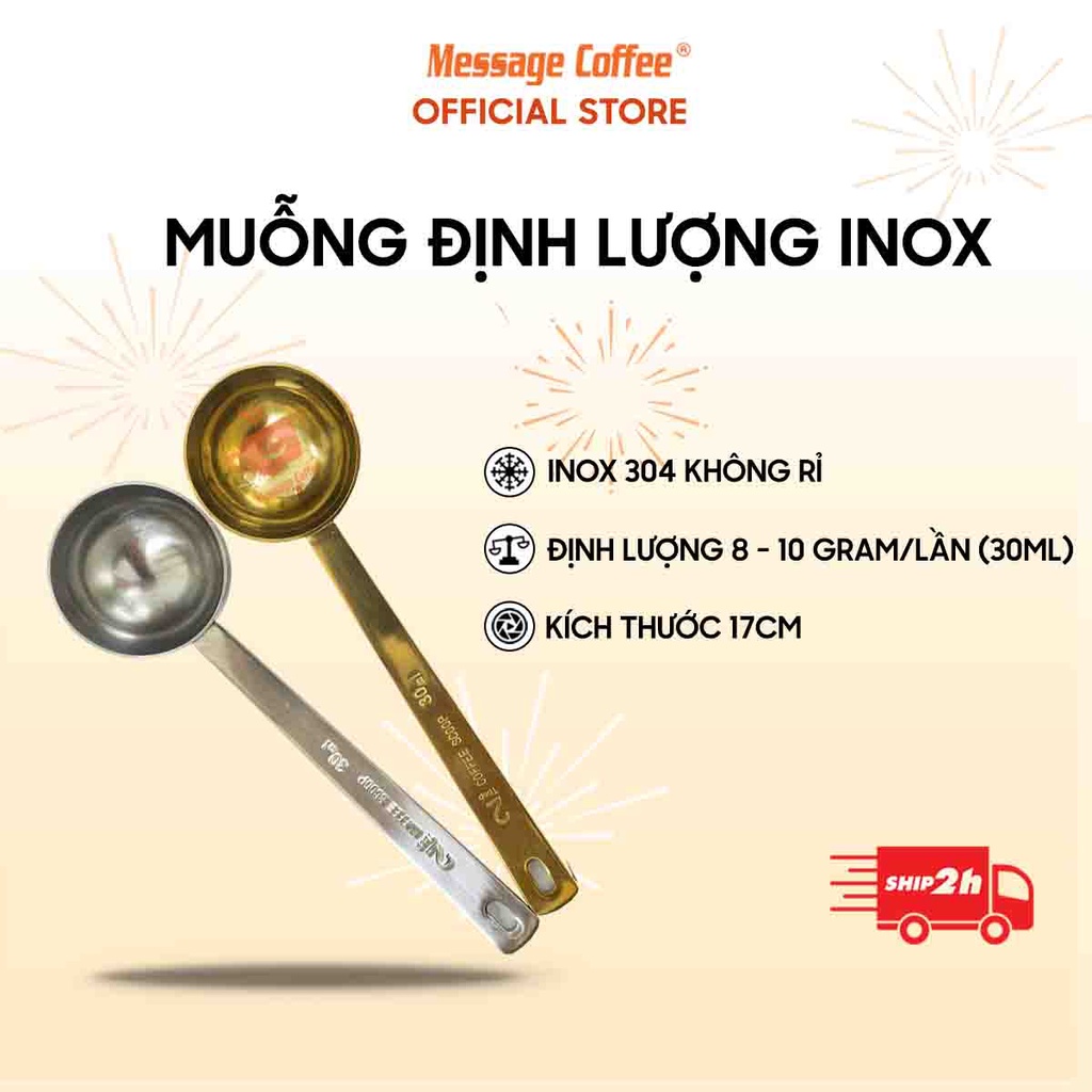 Muỗng định lượng inox 304 cao cấp thìa đong bột 8 - 10gram có nhiều màu từ Message Coffee