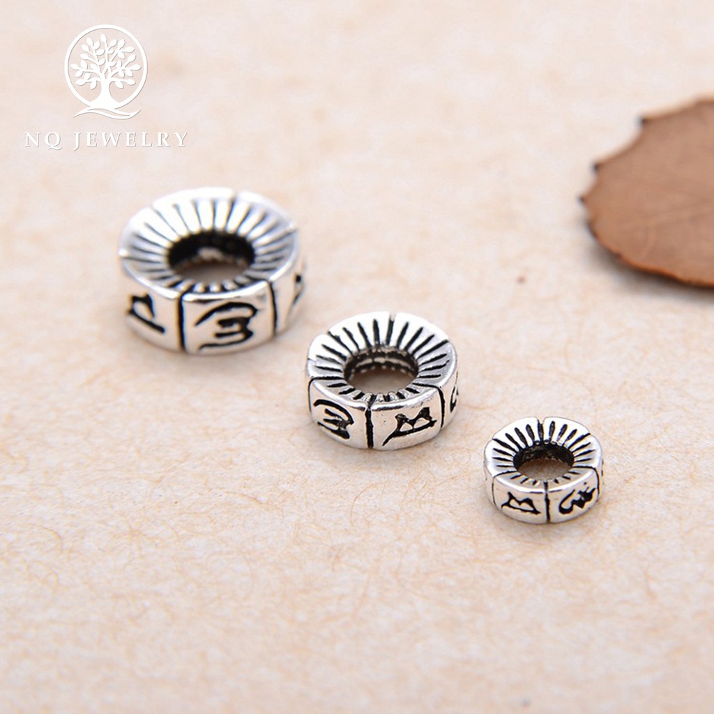 Charm bạc chặn hạt lục tự minh chú - NQ Jewelry