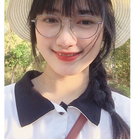 Gọng kính tròn kiểu bé cho người mặt nhỏ chất liệu kim loại bền thời trang thanh lịch 70566