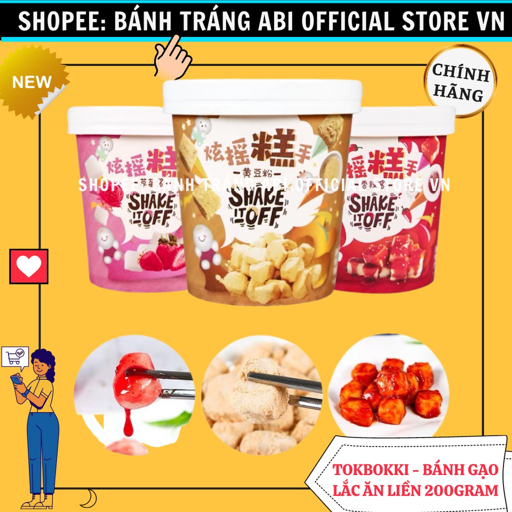 BÁNH GẠO TOKBOKKI LẮC SHAKE OFF MIX 3 VỊ ĂN LIỀNCỐC 140g