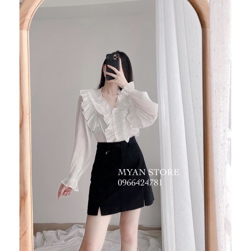 💥💥💥SET ÁO TRẮNG TƠ BÈO MIX CV KAKI siêu xinh về sẵn 🔸️Áo chất tơ lụa qc cao cấp siêu đanh đẹp may bèo nổi nhiều chi tiết